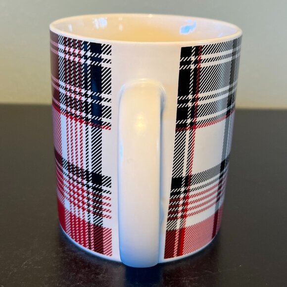 DesignPac Red, Black, and White Tartan Plaid Oversized Ceramic Mug ~ Hygge - Picture 5 of 8
